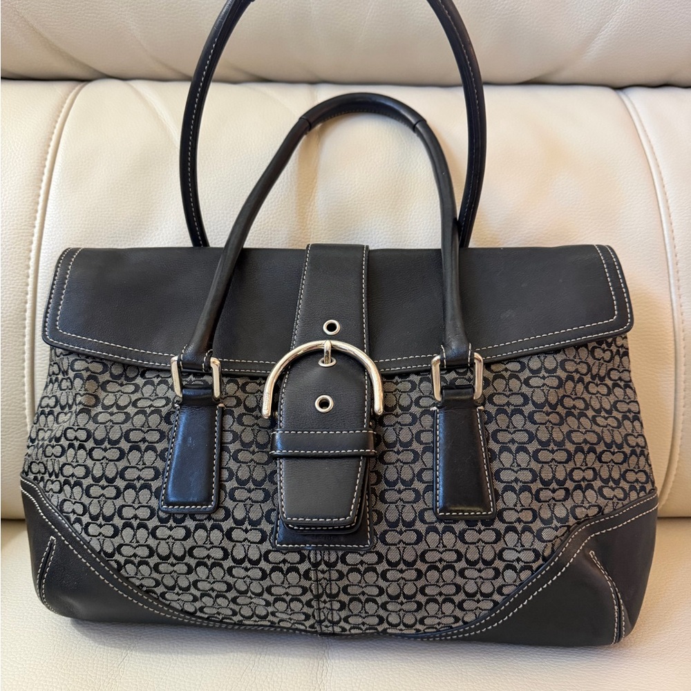 Vintage Coach Soho Black and Gray Satchel